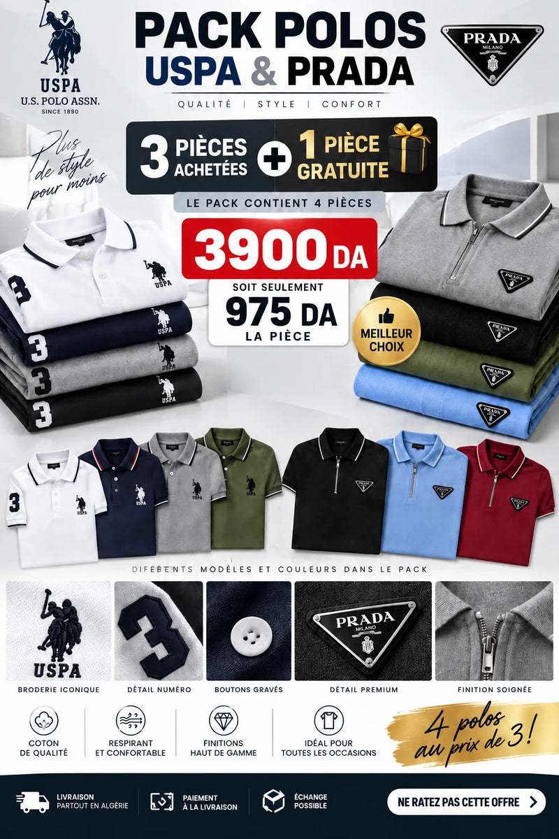 PACK 4 PCS  PRADA + US POLO